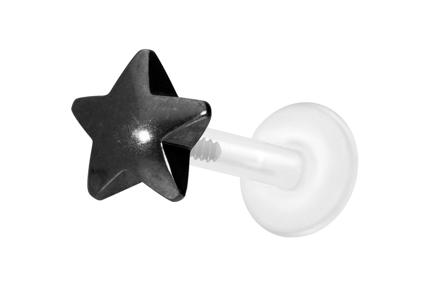 PTFE Labret Piercing mit Innengewinde + Titan-Aufsatz STERN
